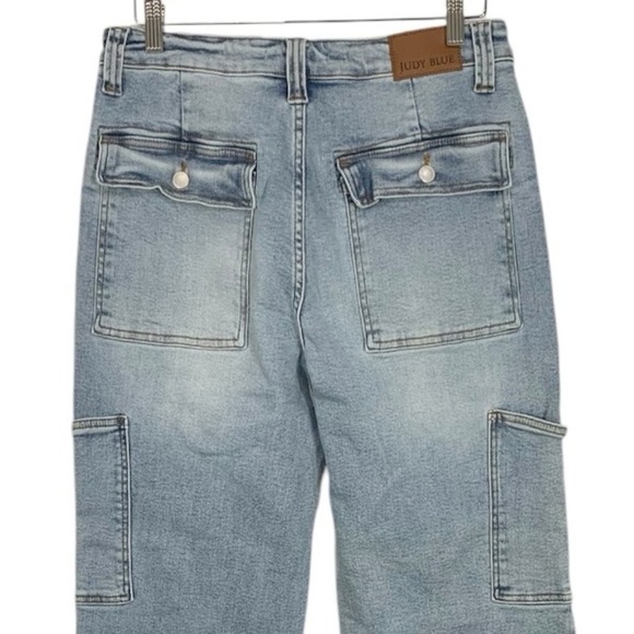 Judy Blue High RIse Stretch Denim Wide leg Cargo Jeans Size 31 - Picture 8 of 11